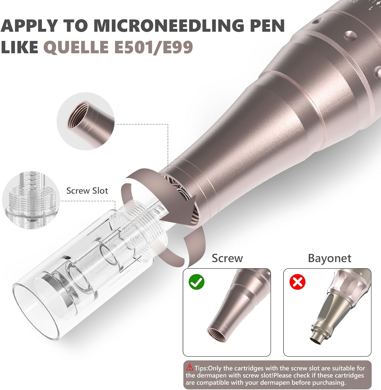 Detalle de 10 Aghi Dermapen 24 Pin – Cartucce di ricambio universali con porta filettata per pen microneedling