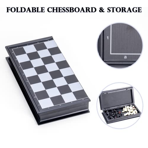Detalle 2 de Jeu d'échecs Magnétique Pliable Carehabi – Plateau portable 25x25 cm, noir et blanc