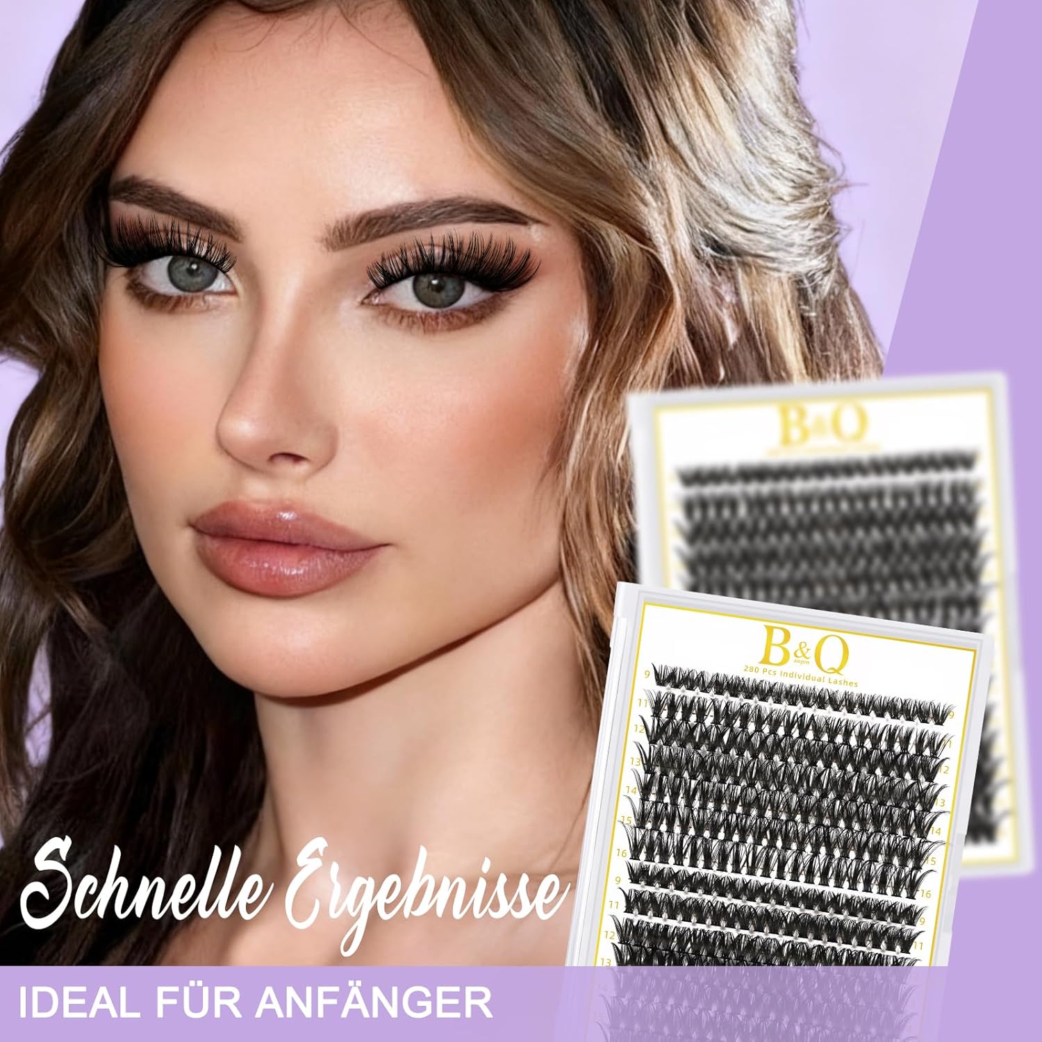 Thumbnail 6 de B&Q Einzelne Wimpern – 280 Stück 40D+50D Mix für DIY Wimpernverlängerung (8–16 Mix)