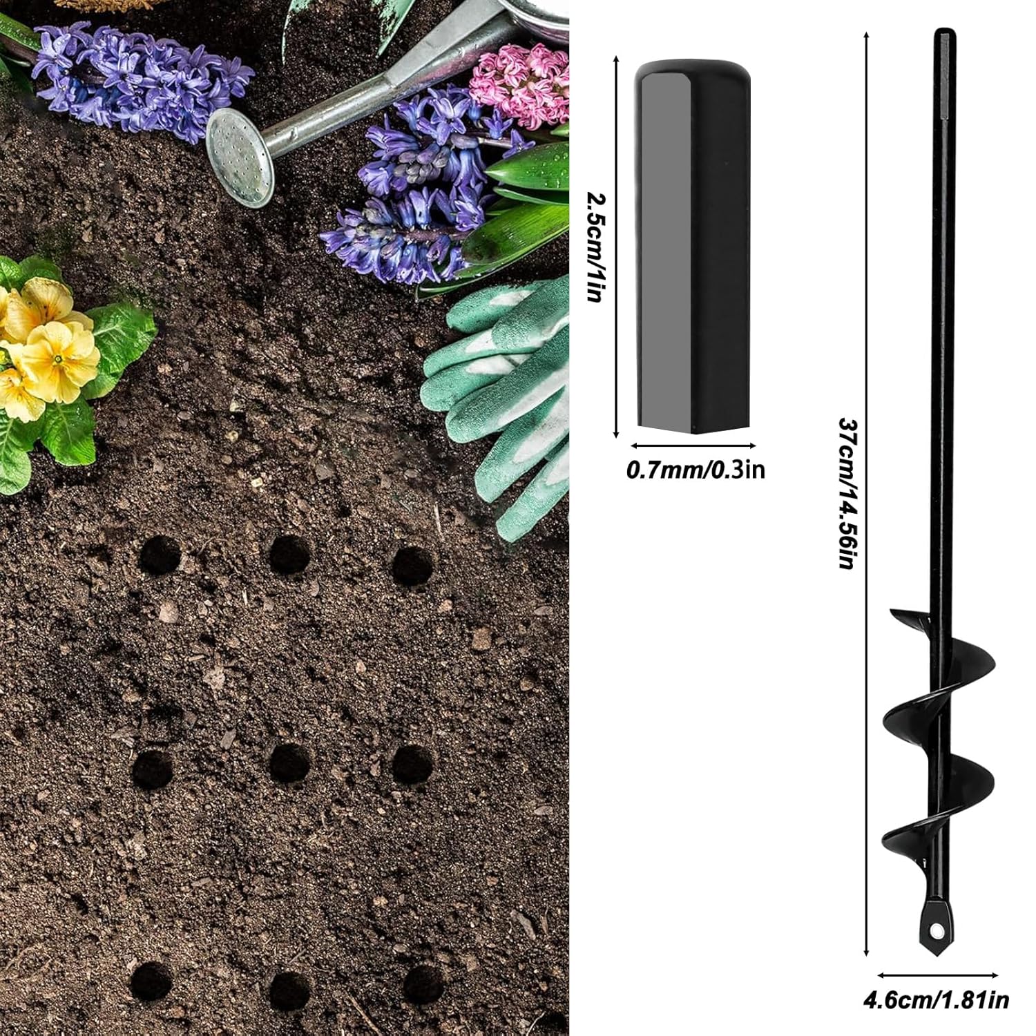 Thumbnail 2 de Garden Auger Drill Bit for Planting (manganese steel) for 3/8 in hex drive — bulb planter & post hole digger