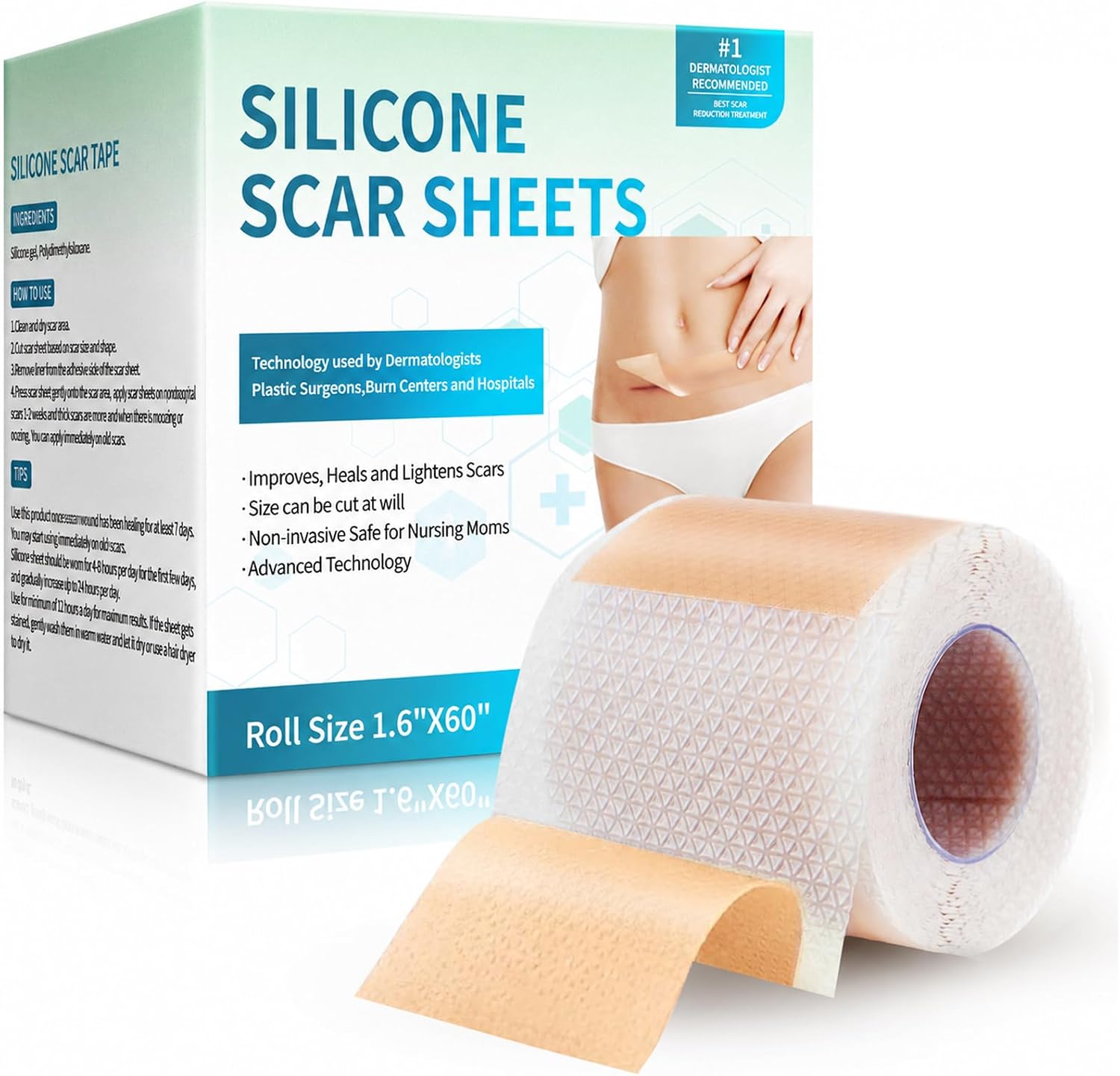 Detalle de Rvlaim Rvlaim-B Silicone Scar Tape, 1.6” x 60” Roll