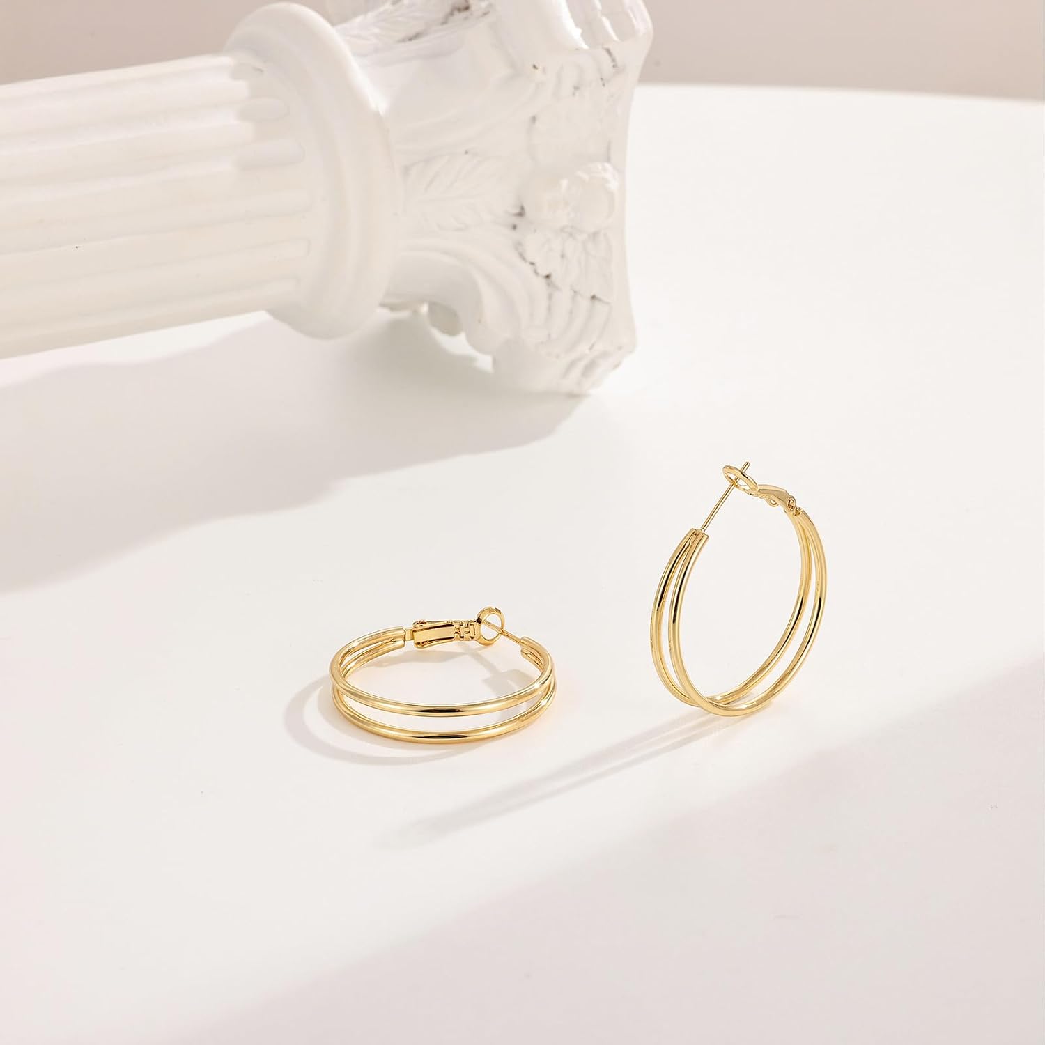 Detalle 2 de Gacimy Double Hoop Earrings with 925 Sterling Silver Posts