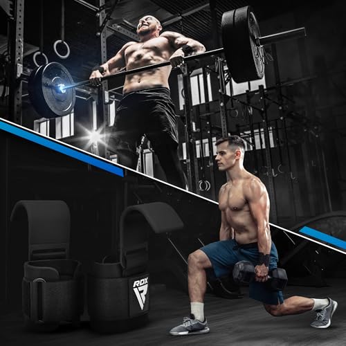Detalle de RDX Fitness Palestra Gancio Cinghie Sollevamento Pesi: Ganci Polso con Supporto Neoprene e Cinghia Regolabile