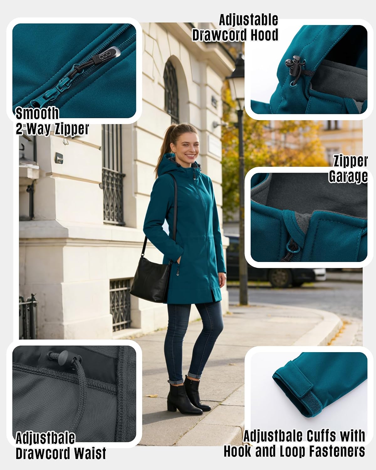 Detalle 2 de 33,000ft Women's Waterproof Softshell Jacket with Fleece Lining and Removable Hood