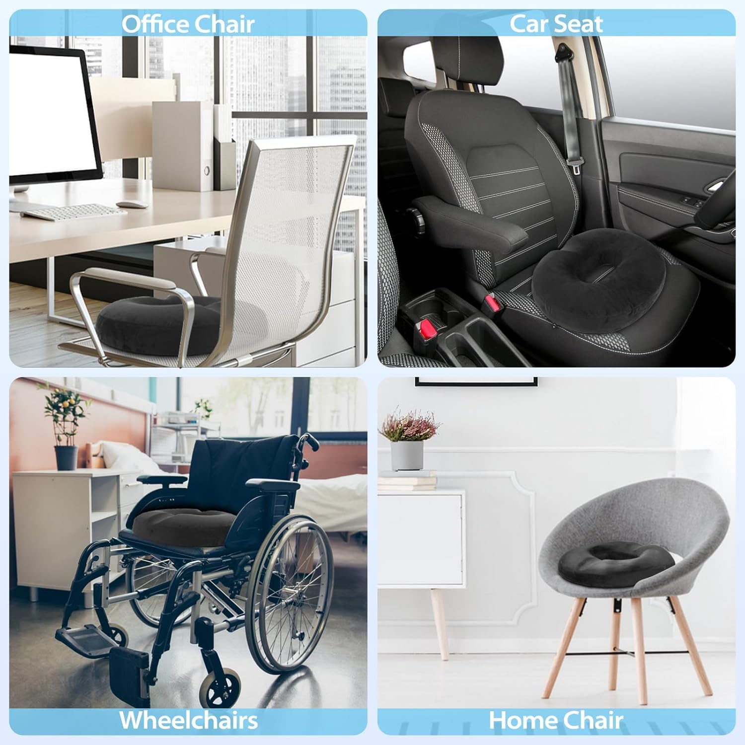 Thumbnail 6 de HOMCA Cushion de Chaise Donut Orthopédique en Mousse à Mémoire – Soutien coccyx et confort longue durée