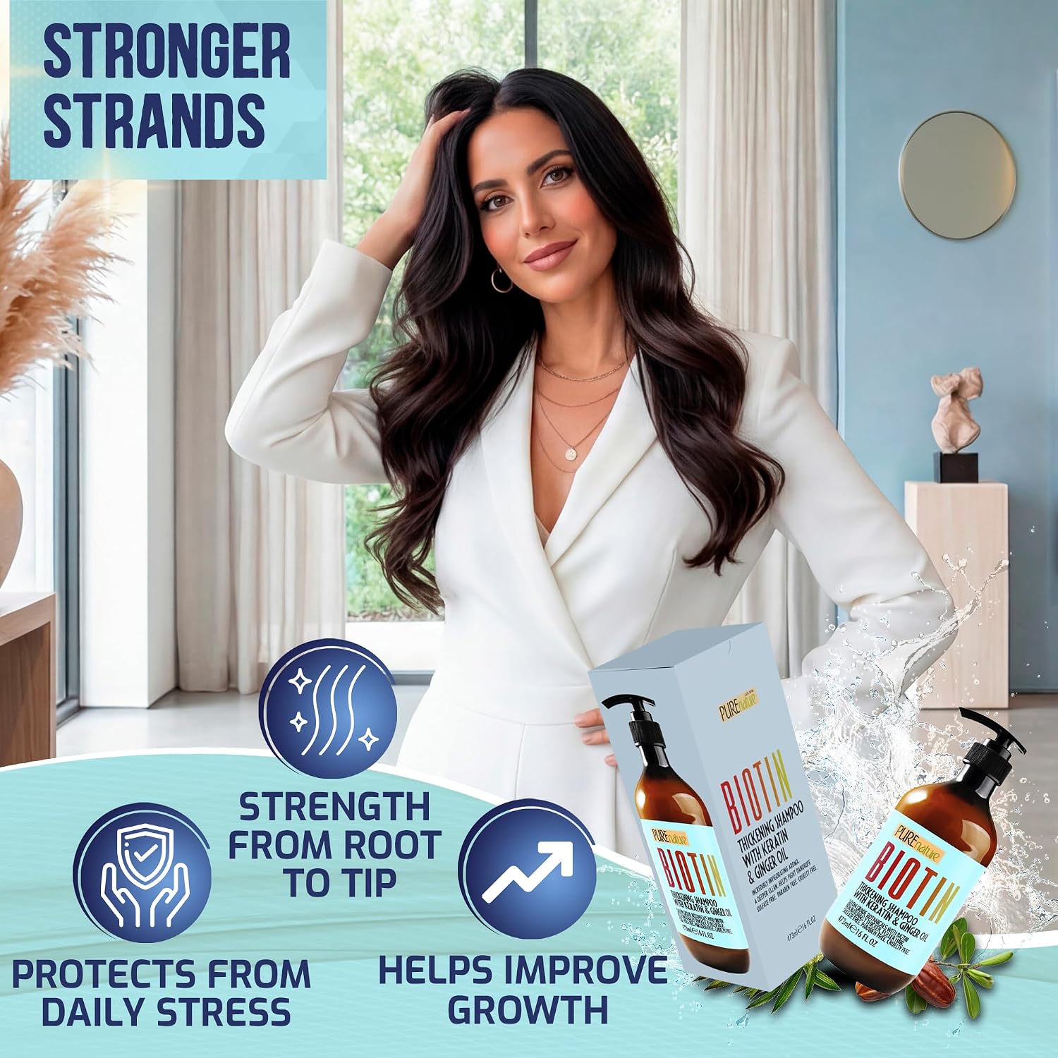 Detalle 1 de PURE NATURE LUX SPA Biotin Shampoo, Sulfate-Free Volumizing Formula, 16 fl oz
