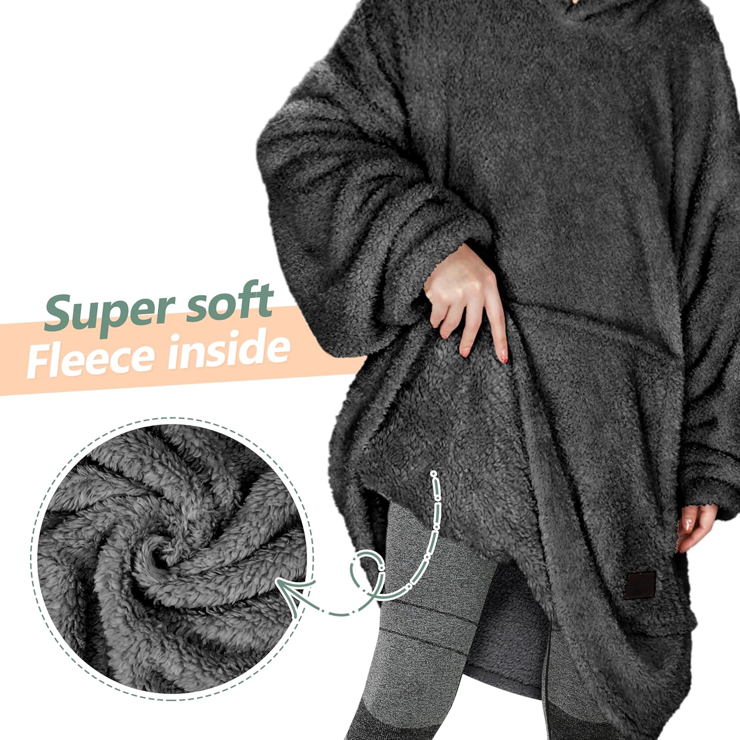 Thumbnail 5 de Catalonia Classy warme tragbare Decke mit Kapuze – oversized Sherpa Hoodie Decke