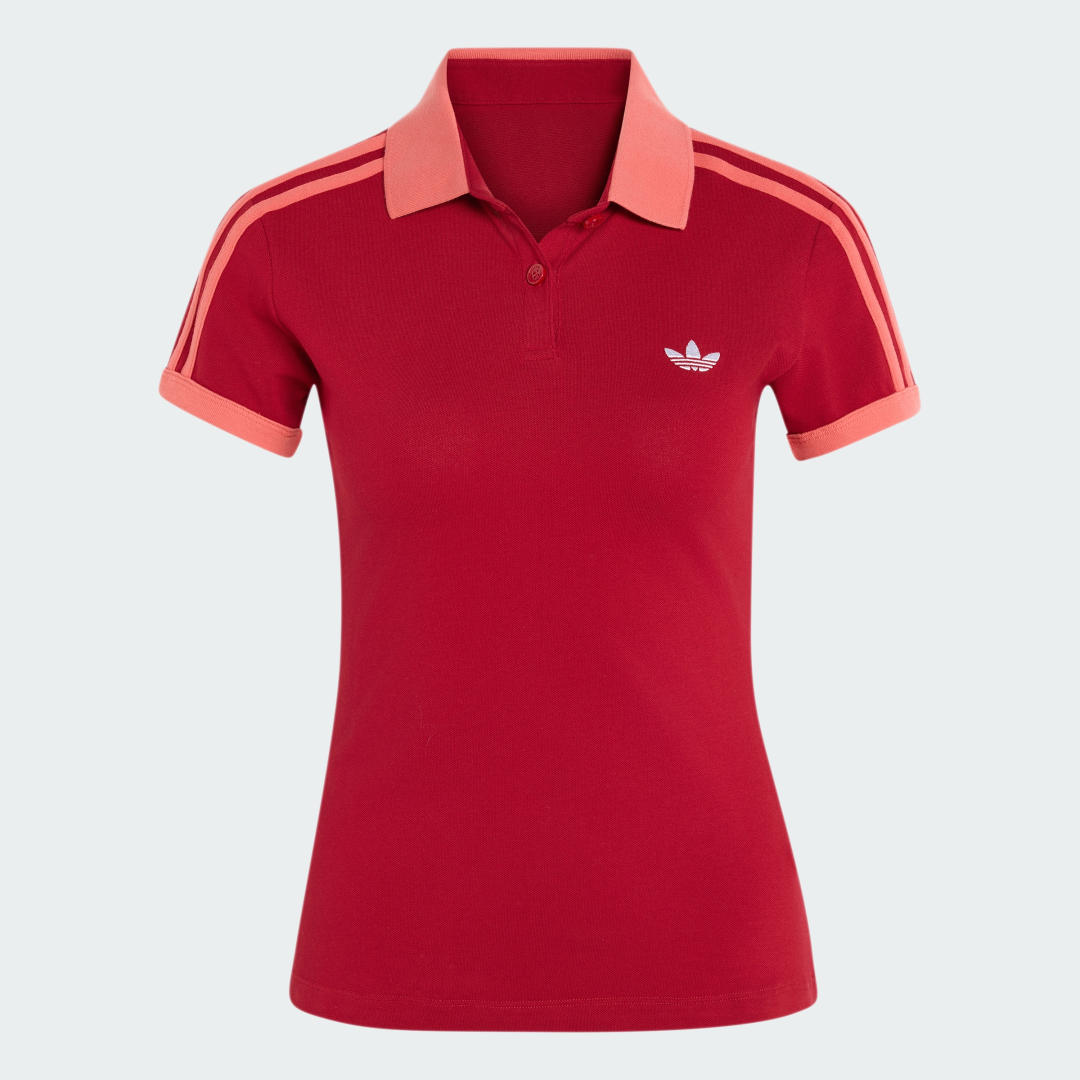 Detalle de Polo 3 Stripes de Adidas — Burgundy