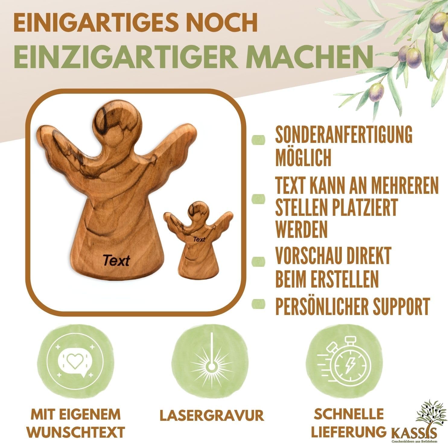 Thumbnail 6 de Olivenholz-Schutzengel Kassis, 1 Stück