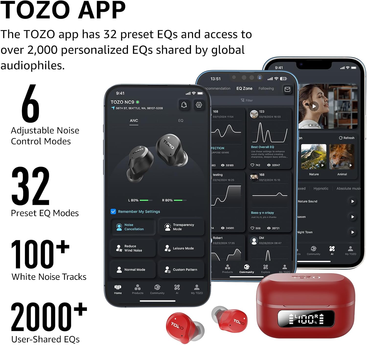 Thumbnail 5 de TOZO NC9 Hybrid Earbuds with ANC