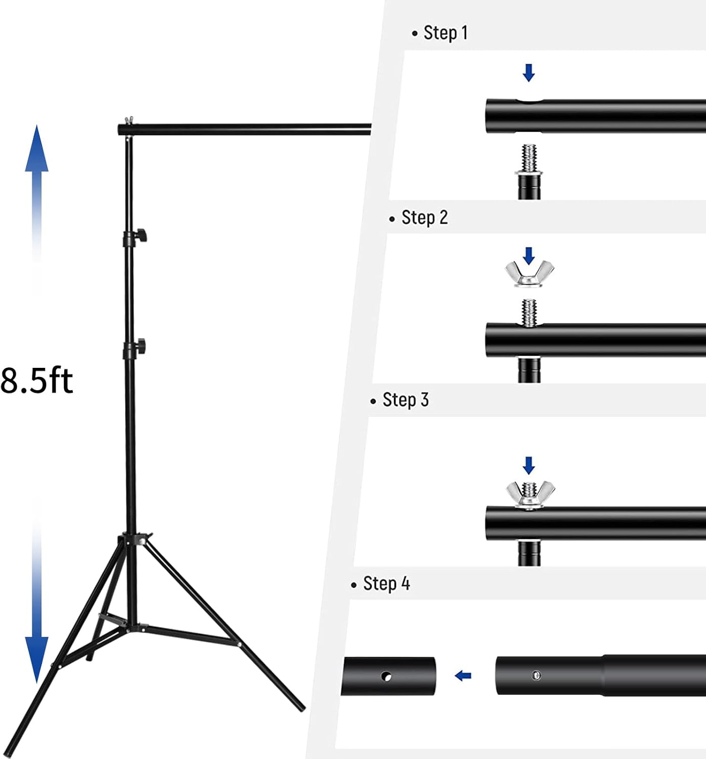 Detalle de FOTOCREAT 8.5x10ft Adjustable Backdrop Stand Kit with 4 Clamps
