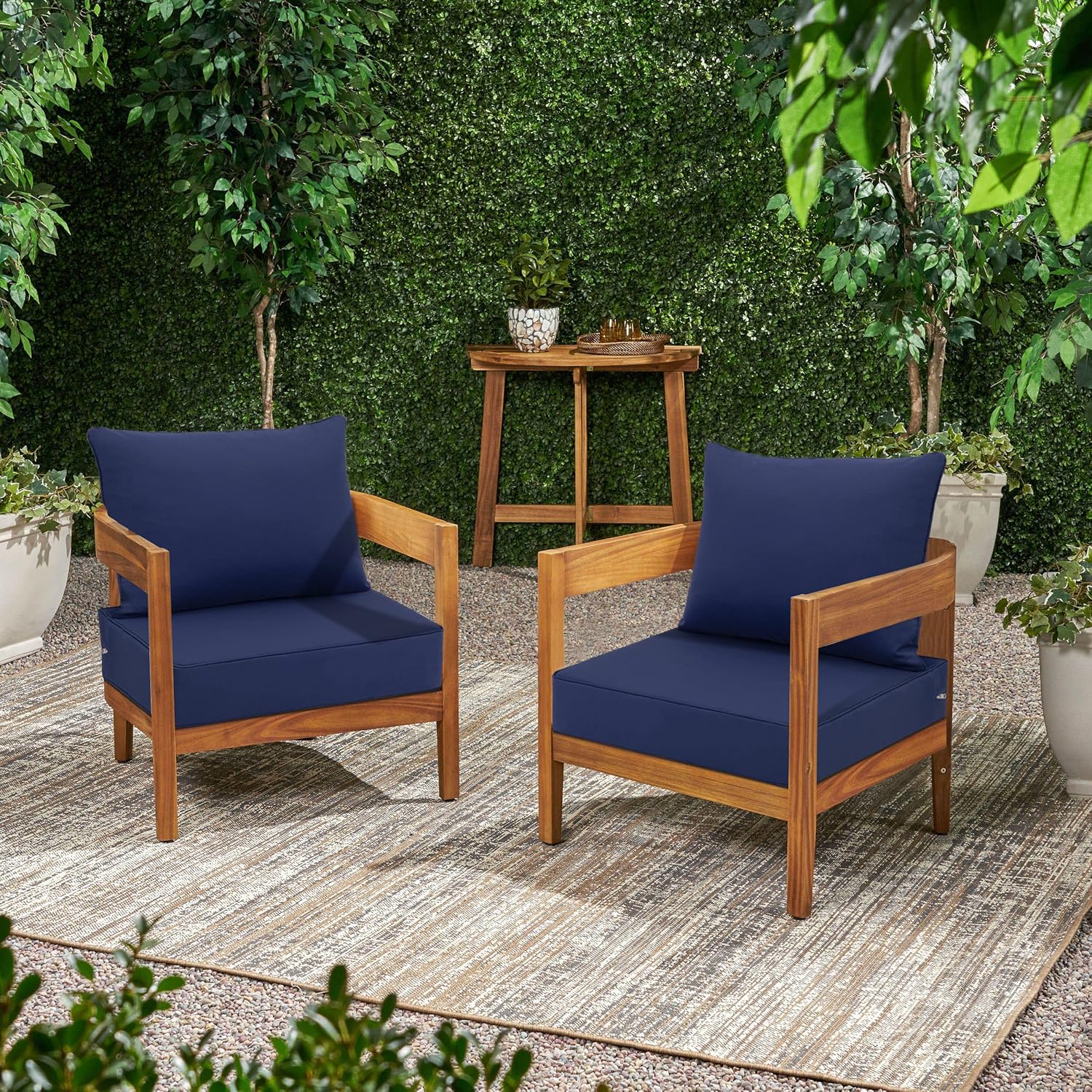 Thumbnail 5 de Favoyard 005 Outdoor Seat and Back Cushion Set, 22-Inch Blue, Waterproof