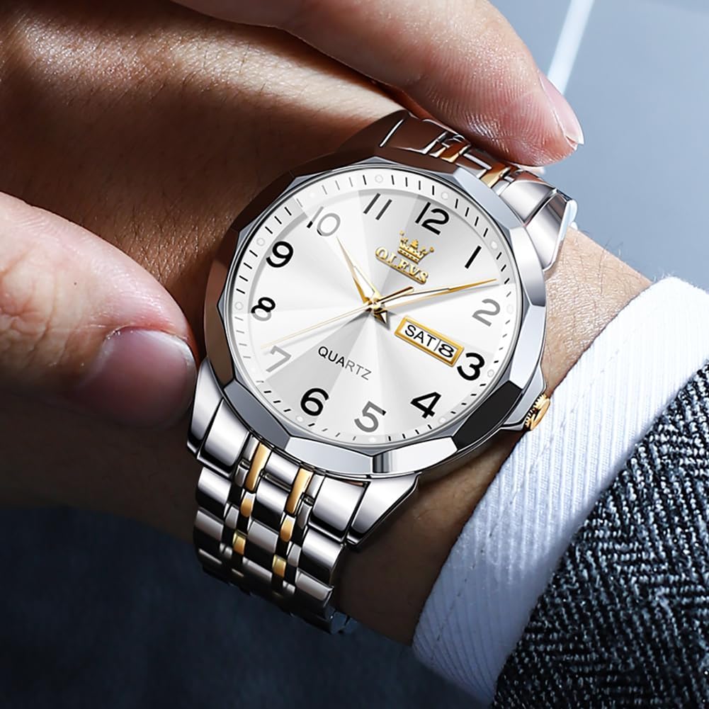Detalle de Montre homme OLEVS quartz index “diamants” en acier inoxydable étanche lumineuse avec date