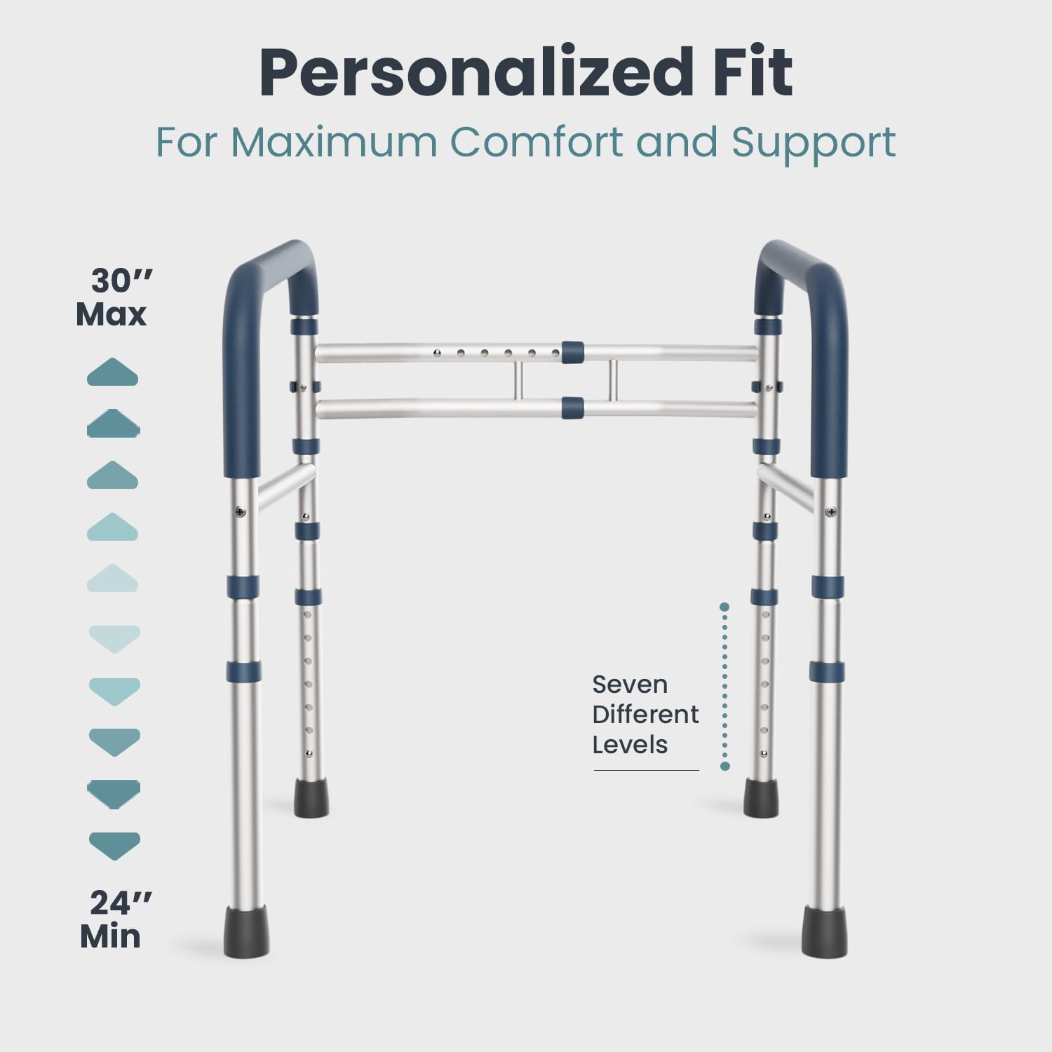 Detalle de PELEGON Toilet Safety Rails (350 lb): Adjustable Safety Frame & Rails for Elderly and Disabled