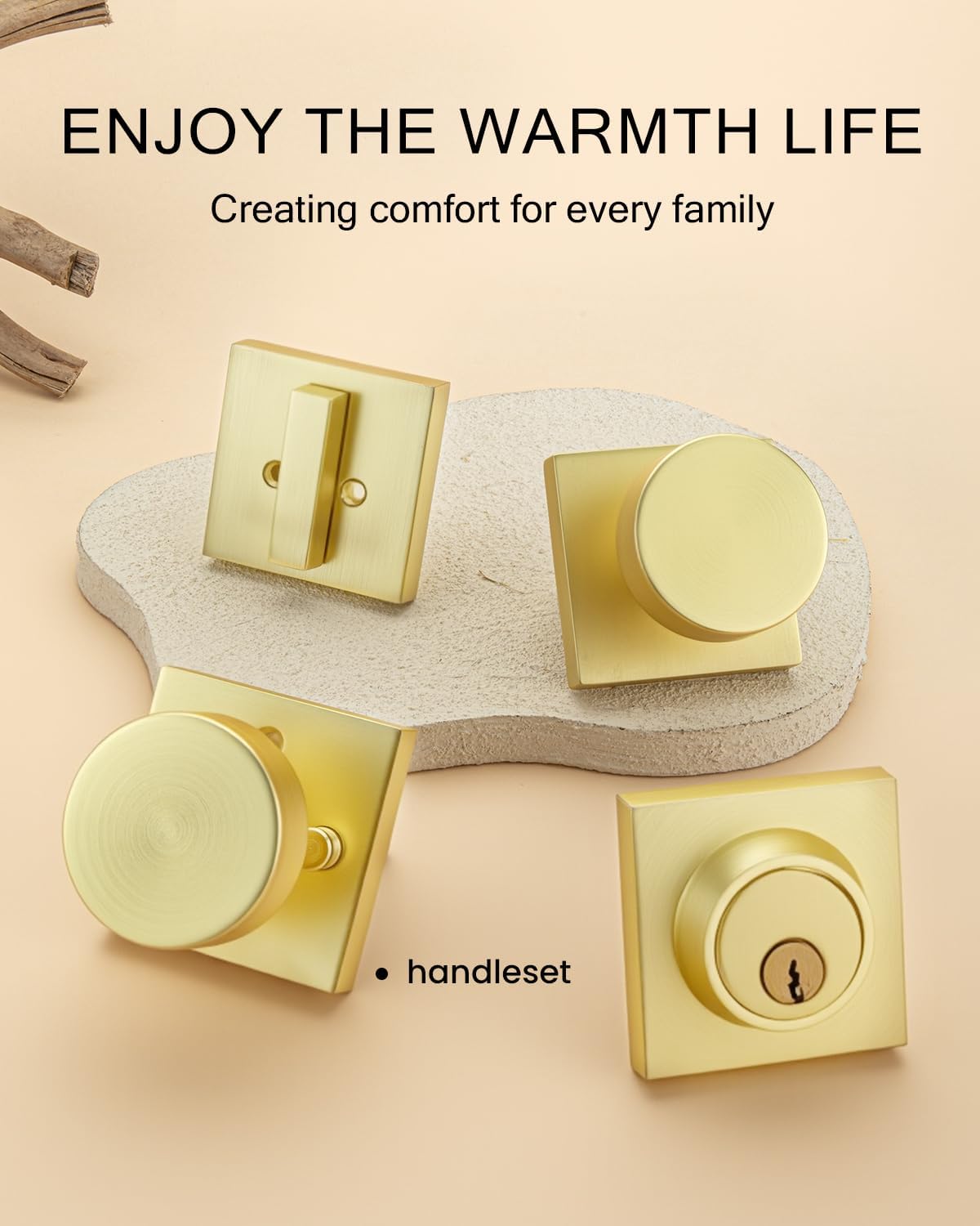 Detalle de Haidms Door Knob and Deadbolt Set, Brushed Gold