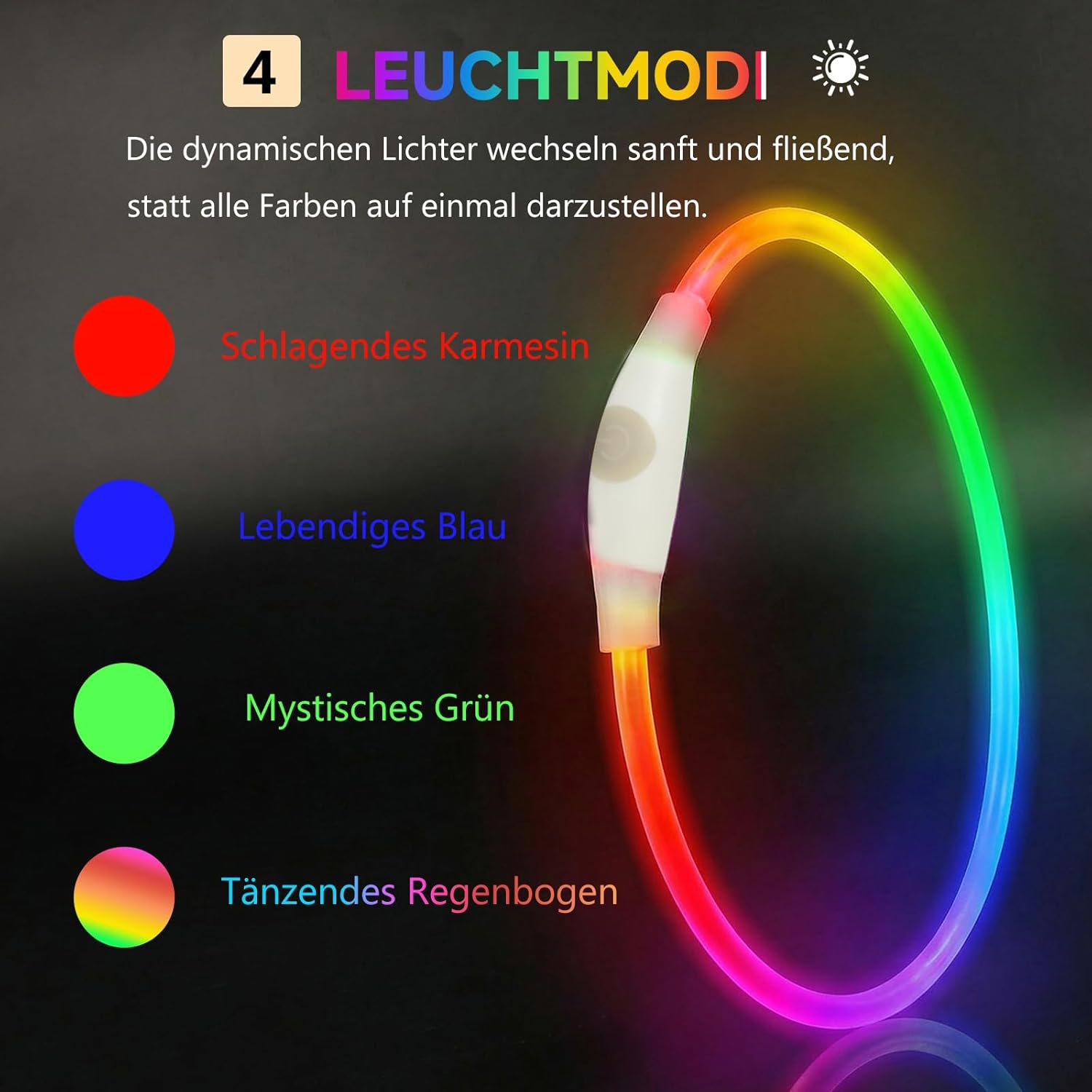 Detalle 2 de Leuchthalsband Hund Mehrfarbig 70cm