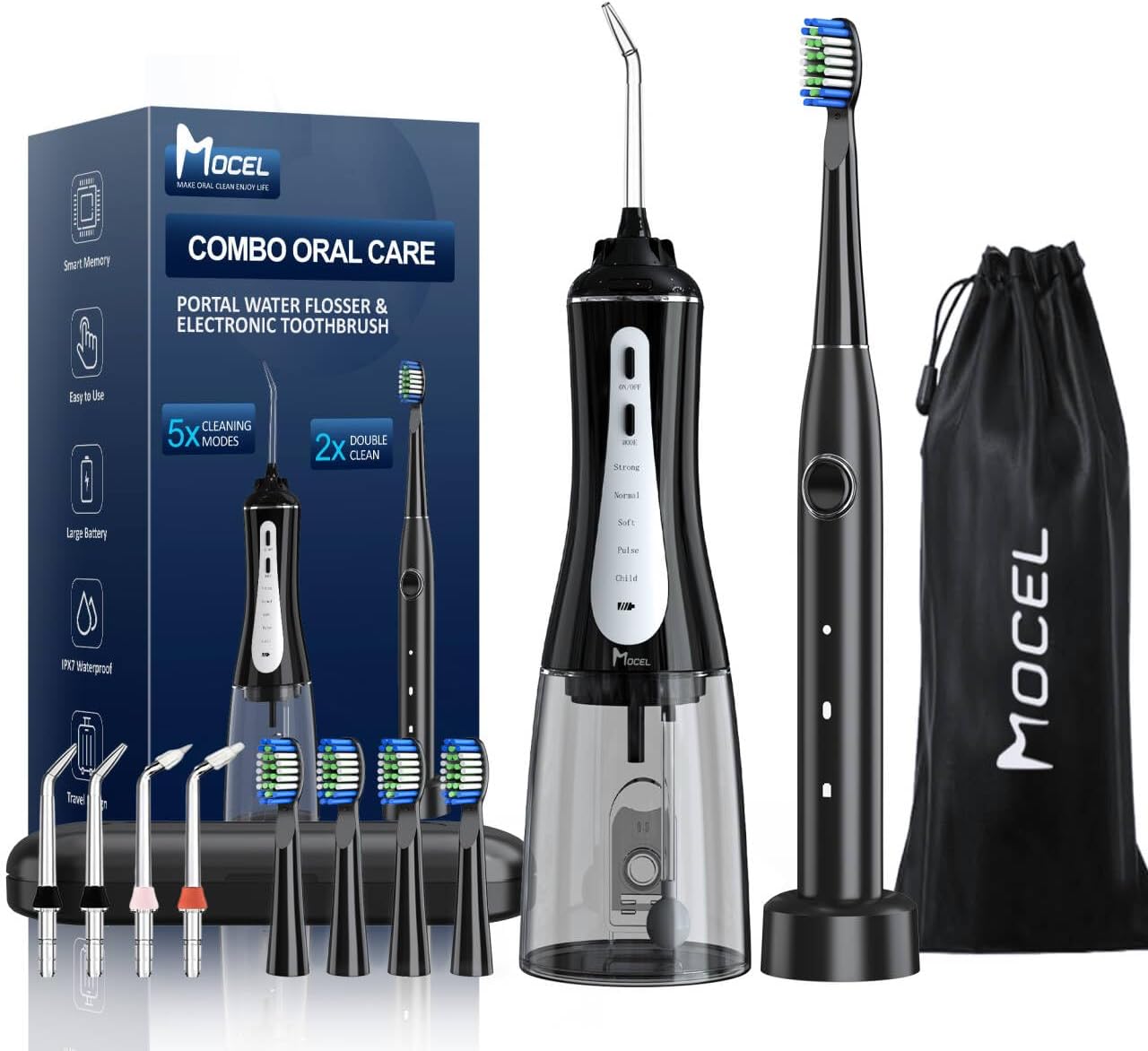 Detalle de MOCEL Water Flosser and Electric Toothbrush Combo with 350 mL Tank