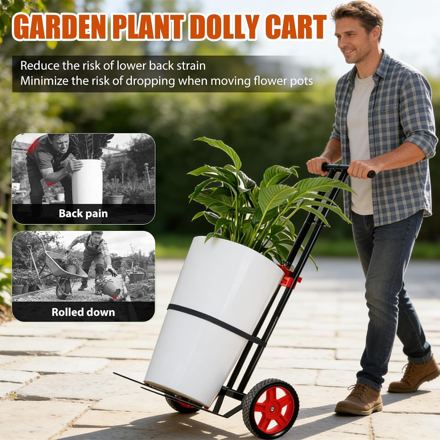 Detalle de ZT-HPTC Plant Caddy with Wheels, 175 lb Capacity, Adjustable Arms