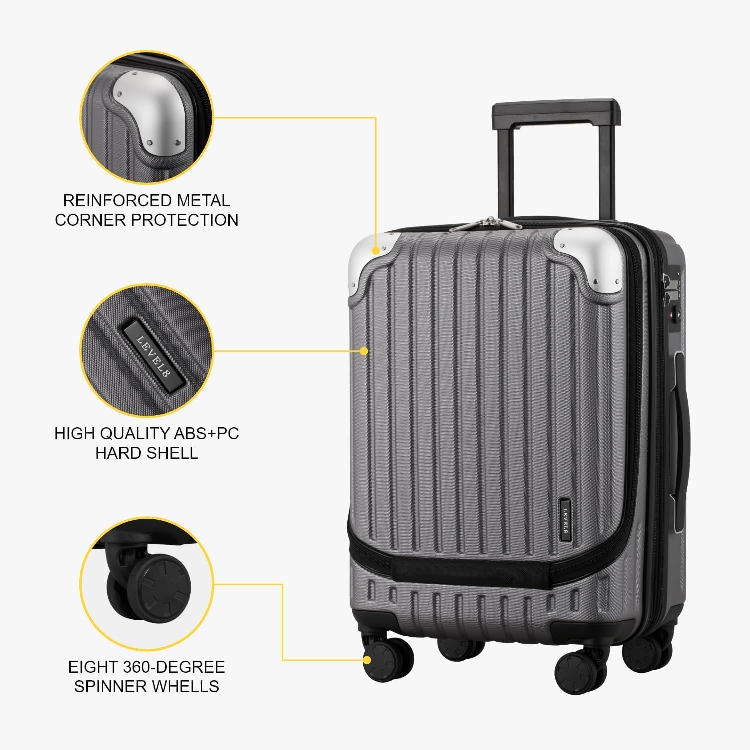 Thumbnail 4 de LEVEL8 Koffer Trolleys Handgepäck Hartschalenkoffer Rollkoffer Reisekoffer, TSA
LEVEL8 Koffer Trolleys Handgepäck Hartschalenk…