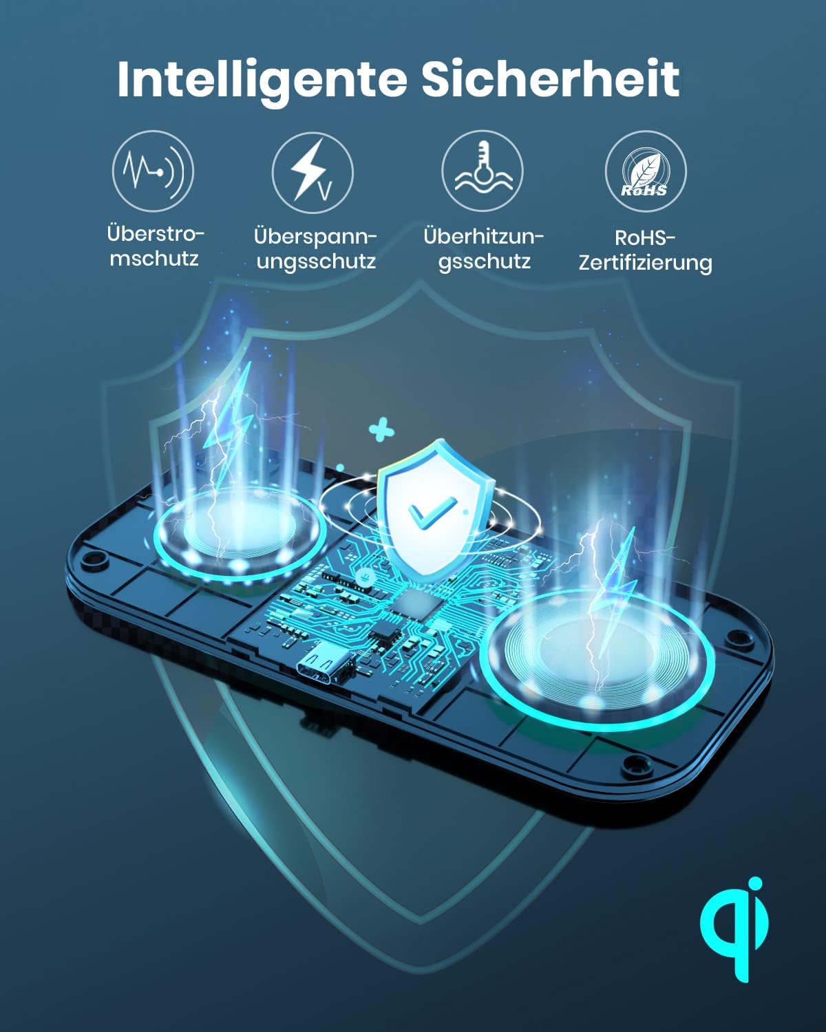 Detalle 2 de JoyGeek 2 IN 1 Wireless Charger 15W