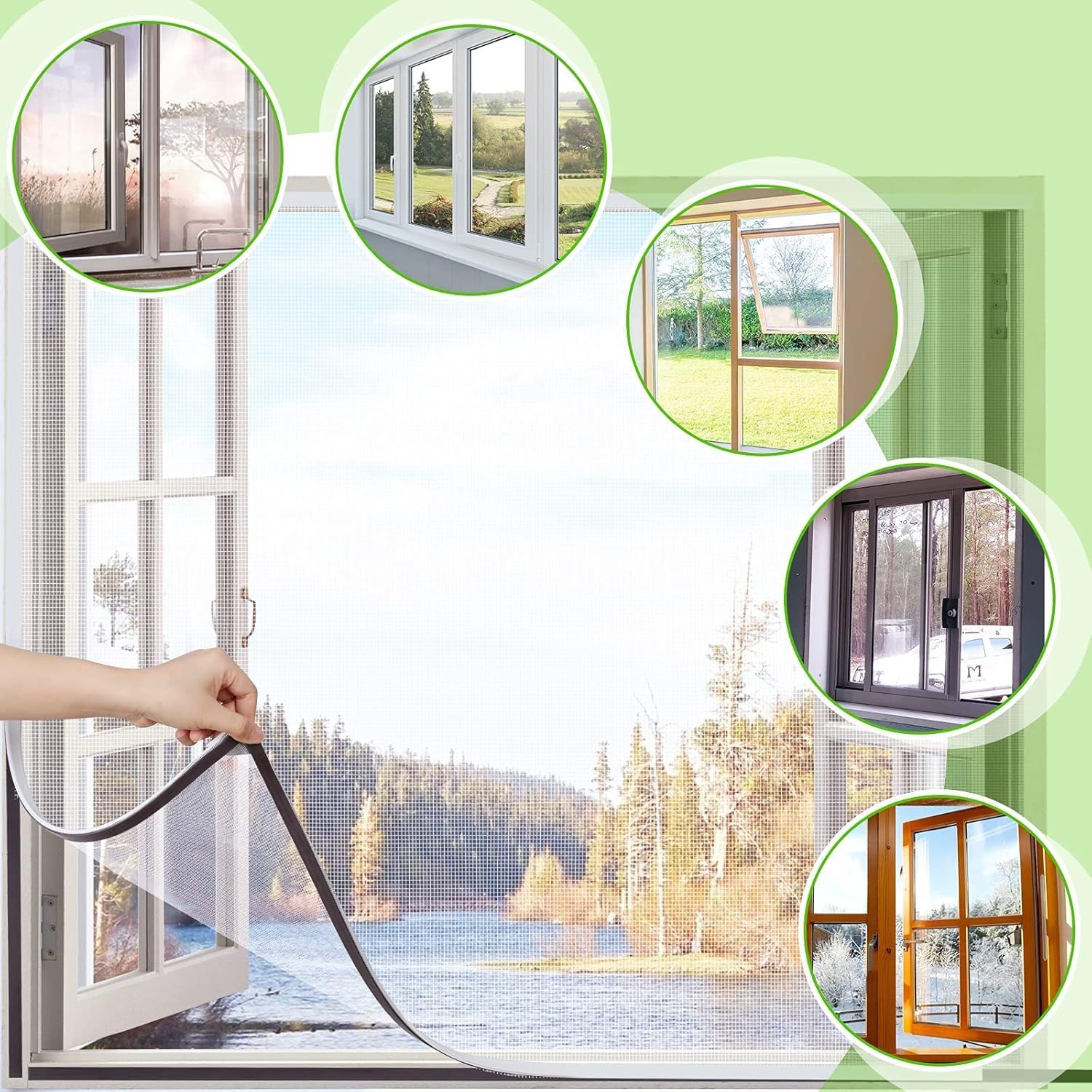 Thumbnail 5 de UtauHom Adjustable Magnetic Fly Screen for Windows (Max 120 x 110 cm) – White Frame, White Mesh