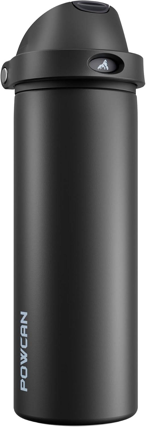 Detalle de POWCAN Insulated Water Bottle with Push-Button Lid, 24 oz, Dual-Sip Design