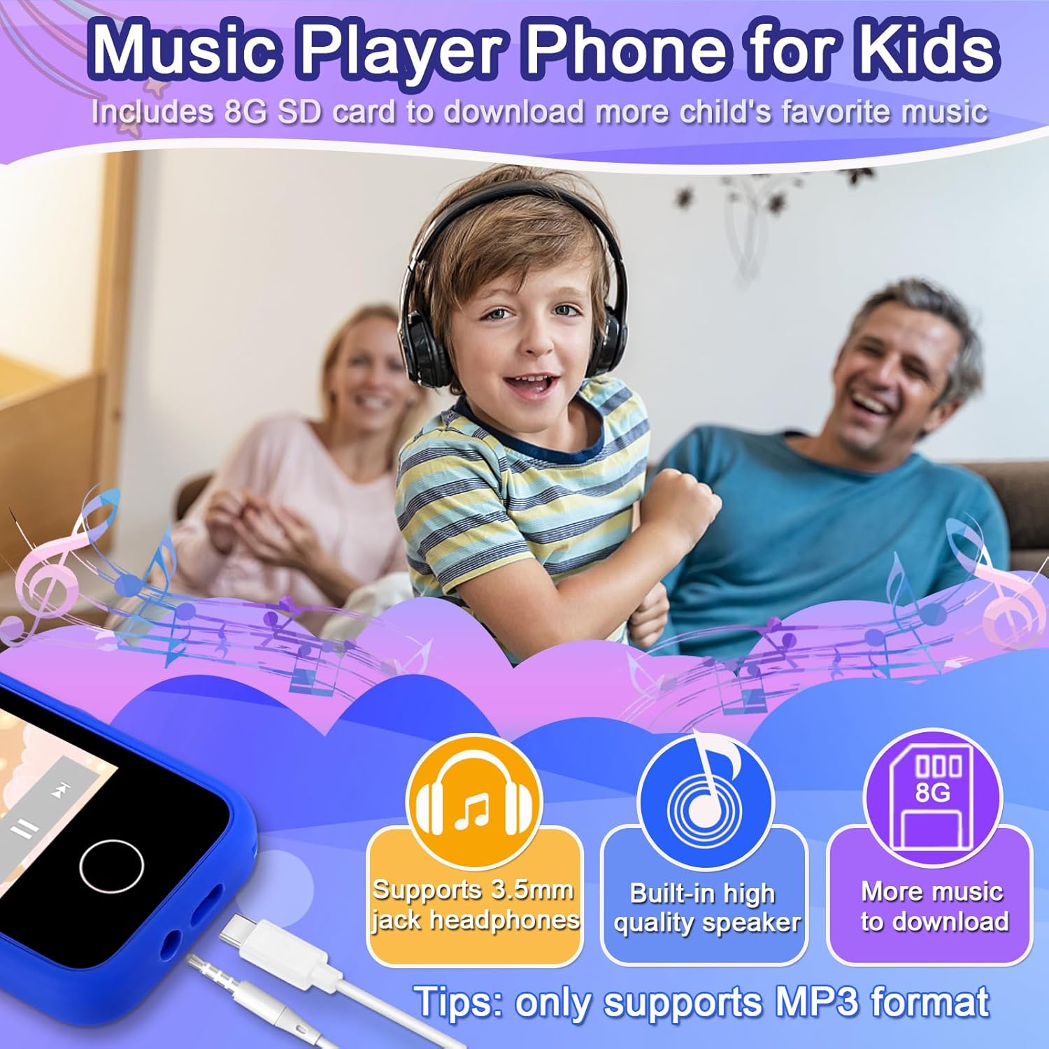 Thumbnail 6 de Kids Smart Phone for Boys: 2.8" Touchscreen Learning Toy with Dual Camera and 8GB Card