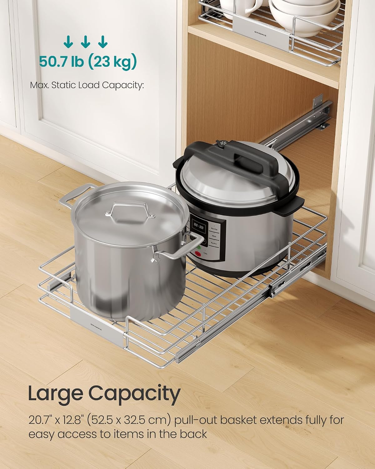 Detalle de SONGMICS Pull-Out Cabinet Organizer, 14.6-Inch Wide