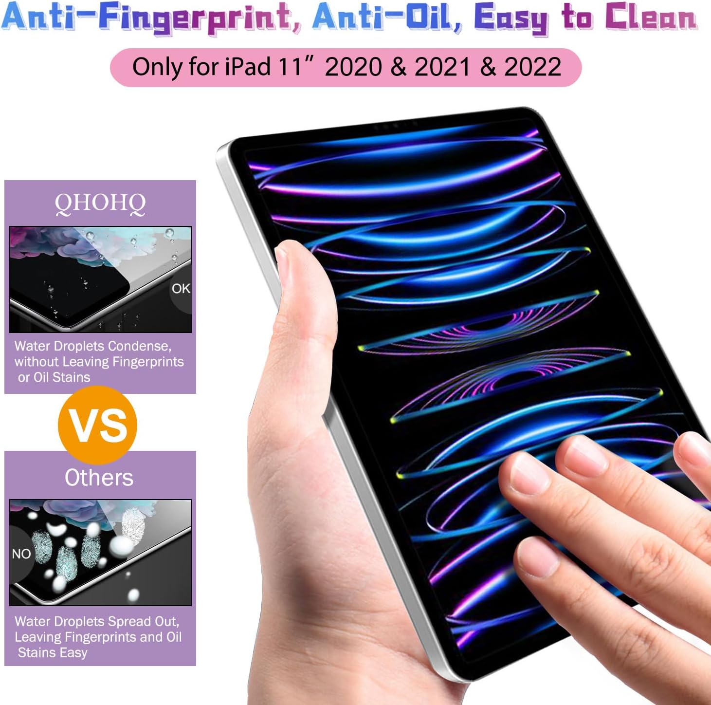 Thumbnail 4 de QHOHQ iPad Pro 11 2022/2021/2020 Tempered Glass Screen Protector, 2+2 Pack