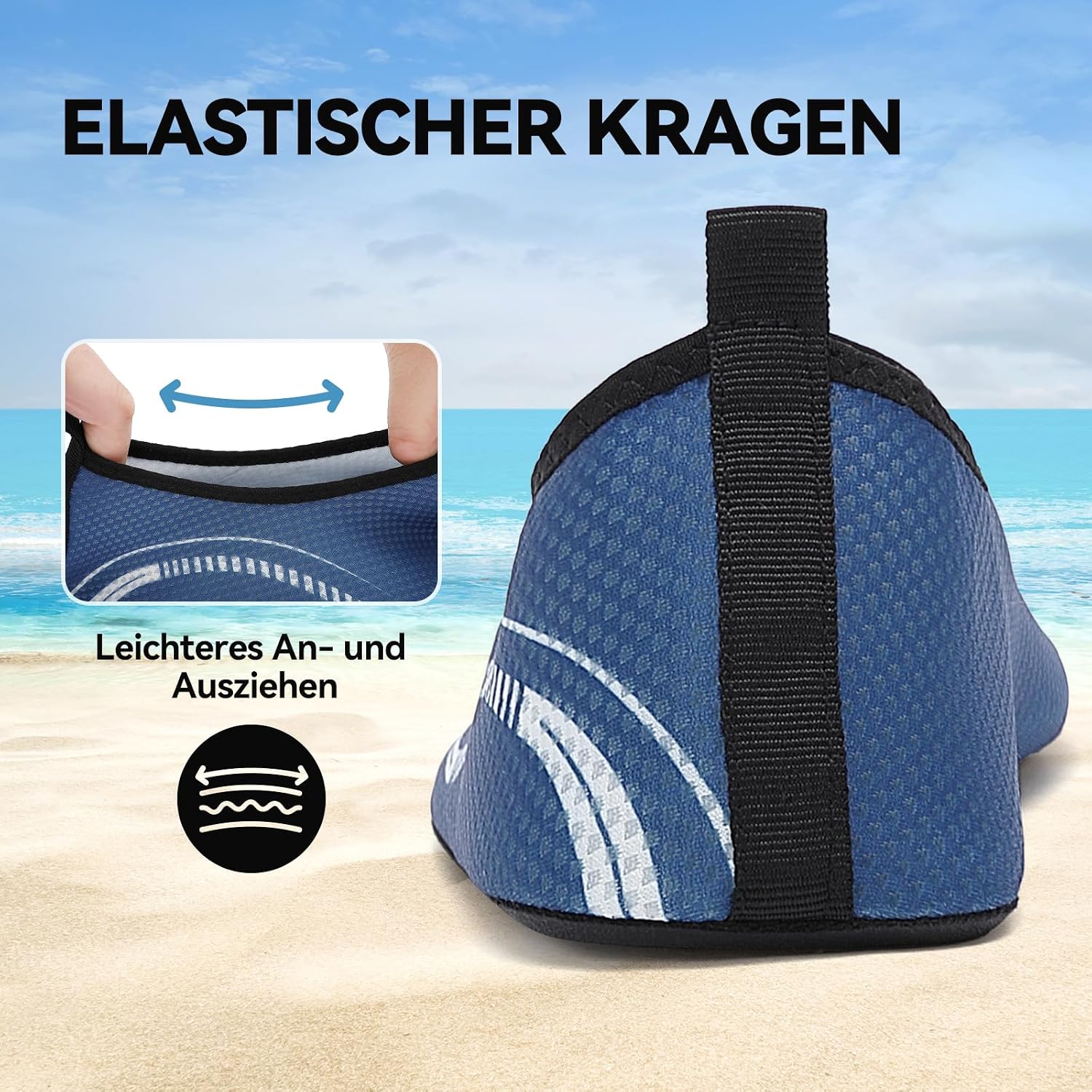 Detalle de BARFULKER Badeschuhe Wasserschuhe Unisex – Schnelltrocknend, rutschfeste Sohle, ideal für Strand, Pool und Wassersport