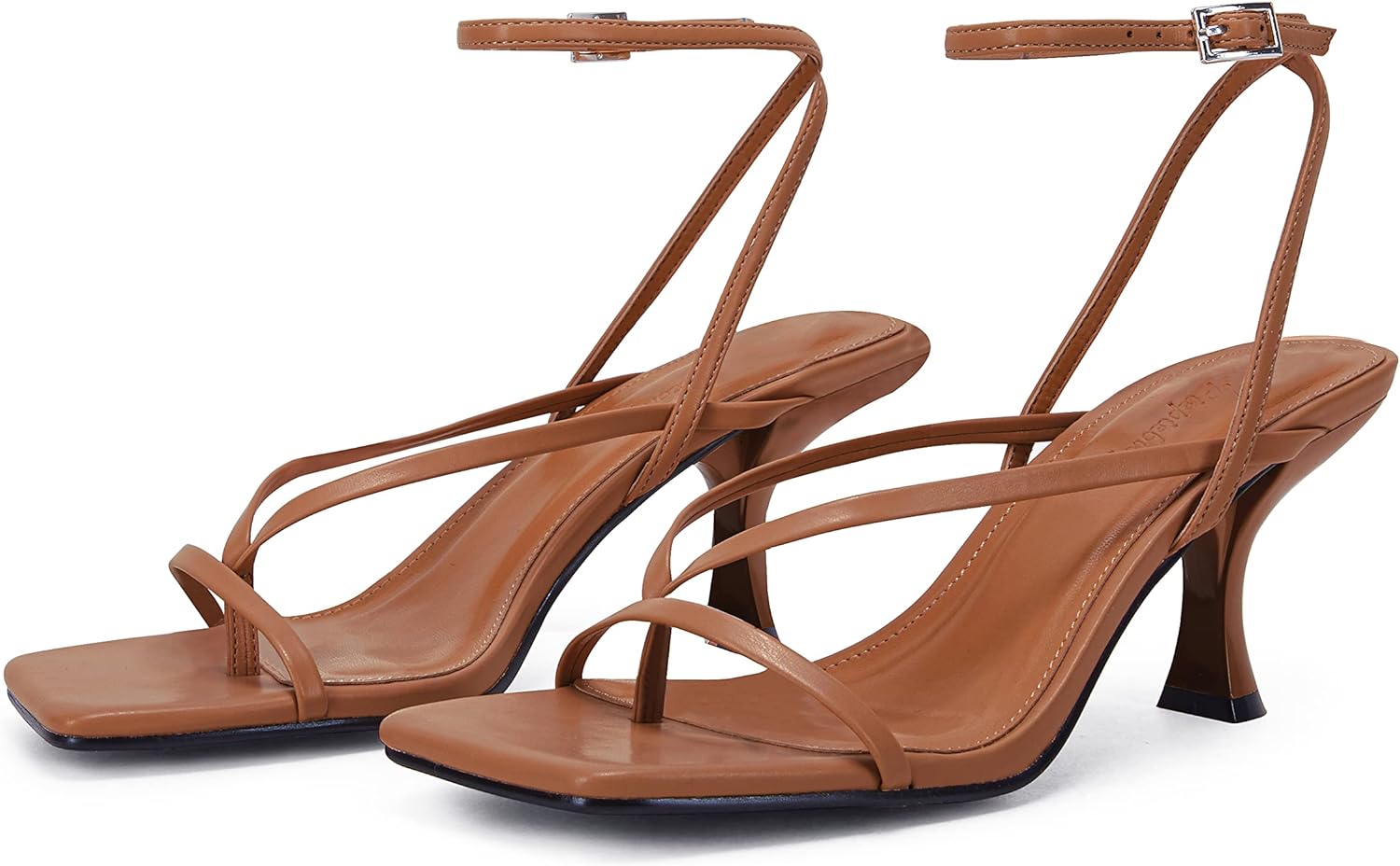 Thumbnail 6 de PiePieBuy Women's Lace Up Heeled Sandals: Square Toe, Open-Back Mules with Kitten Heel