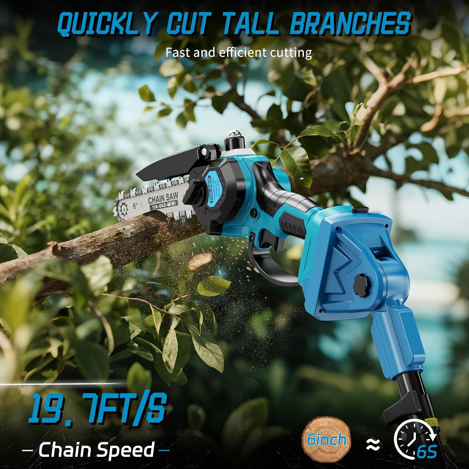 Detalle 2 de DNLBBO DNLBBO-03 2-in-1 Mini Chainsaw and 6-Inch Pole Saw