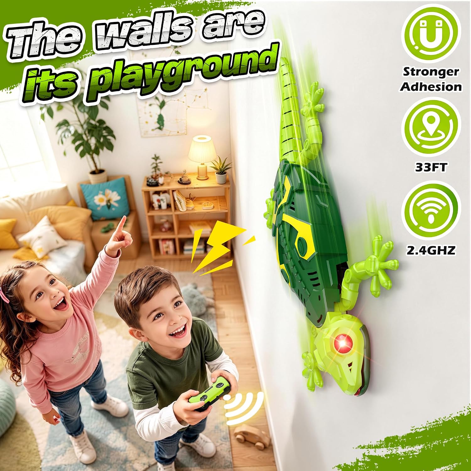 Detalle de Rcfunkid SM51S Wall-Climbing Gecko Toy, Rechargeable RC with LED Eyes