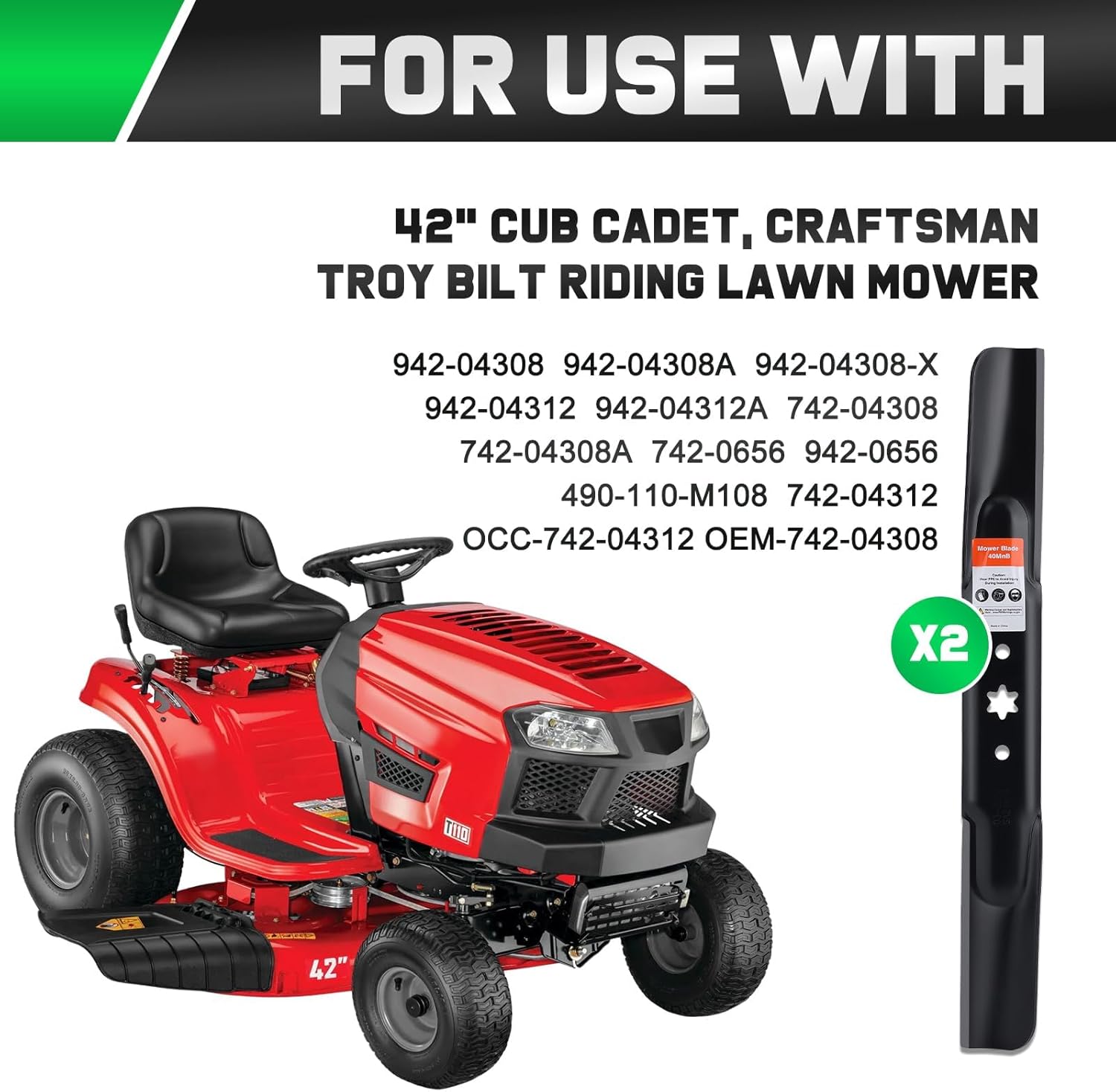 Thumbnail 6 de Grasscool 942-04308 / 942-04308A High-Lift Mower Blades (6-Point Star, for 42-Inch Troy-Bilt & Cub Cadet)