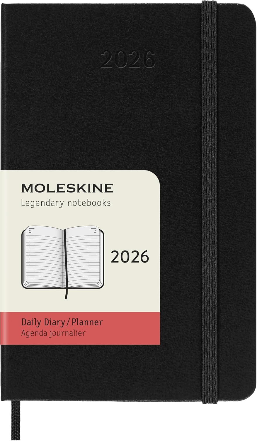 Detalle de Moleskine 2026 Pocket/A6 – kalendarz dzienny, twarda okładka, czarny