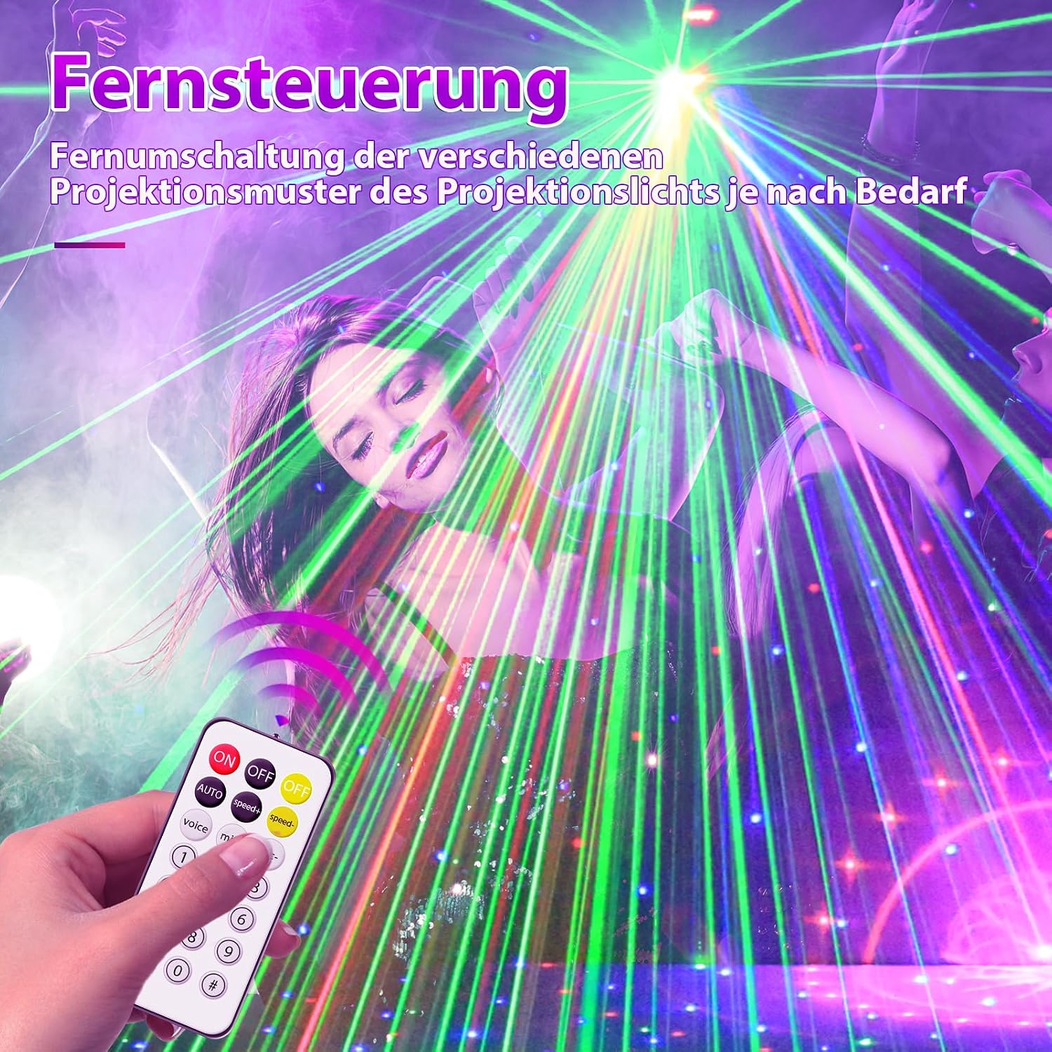 Detalle 1 de Littleboyny T105 bewegende LED-dj-projector met RGB-muziekbesturing