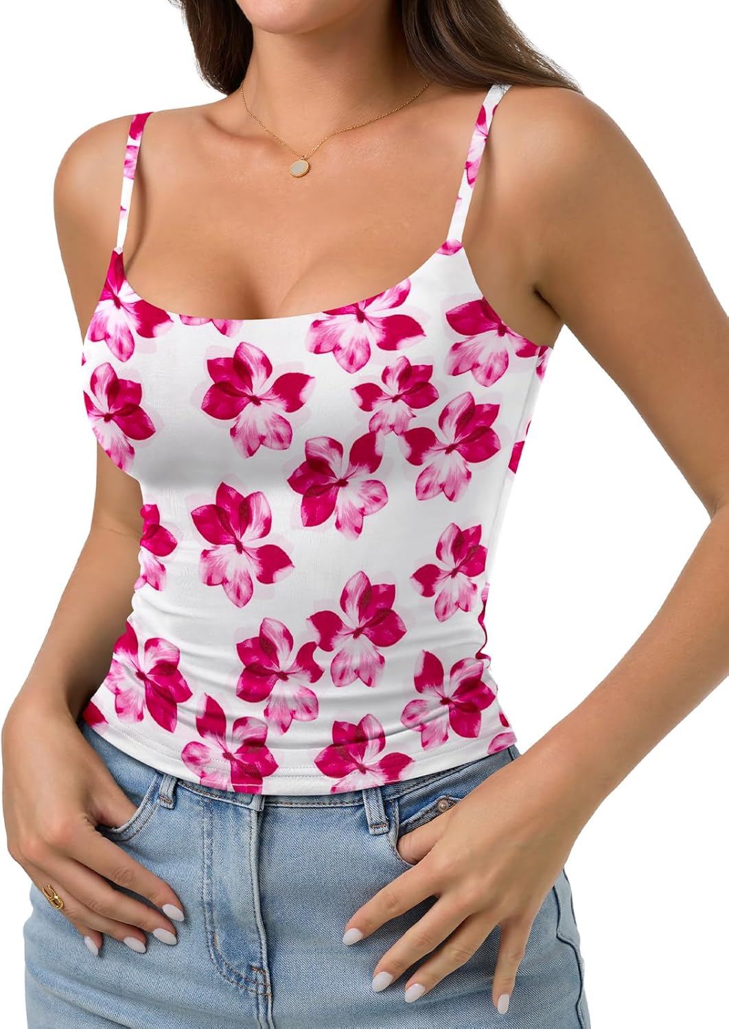Thumbnail 1 de PINKMSTYLE Women's Basic Double Lined Scoop Neck Tank Top