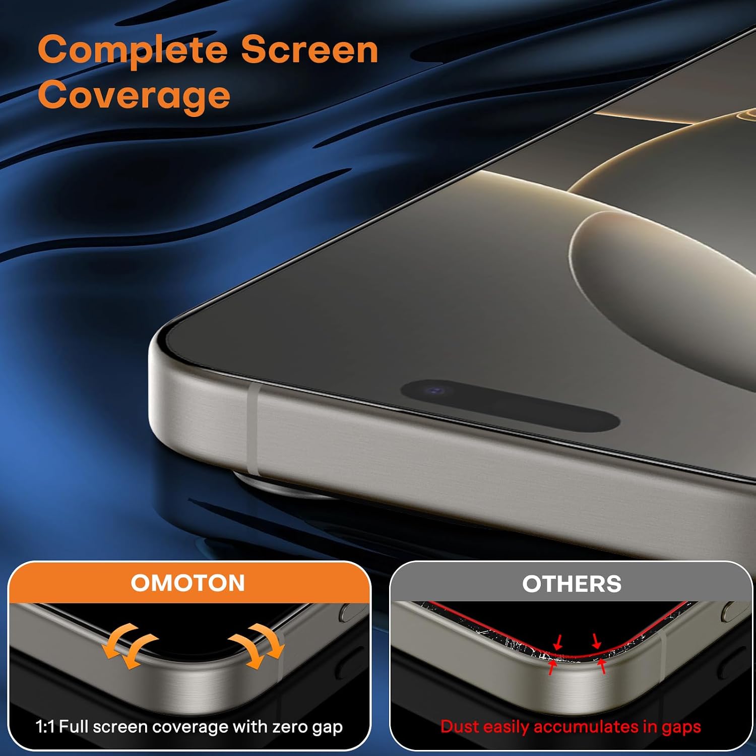 Detalle 2 de OMOTON Panzer Schutz Glas für iPhone 16 Pro
