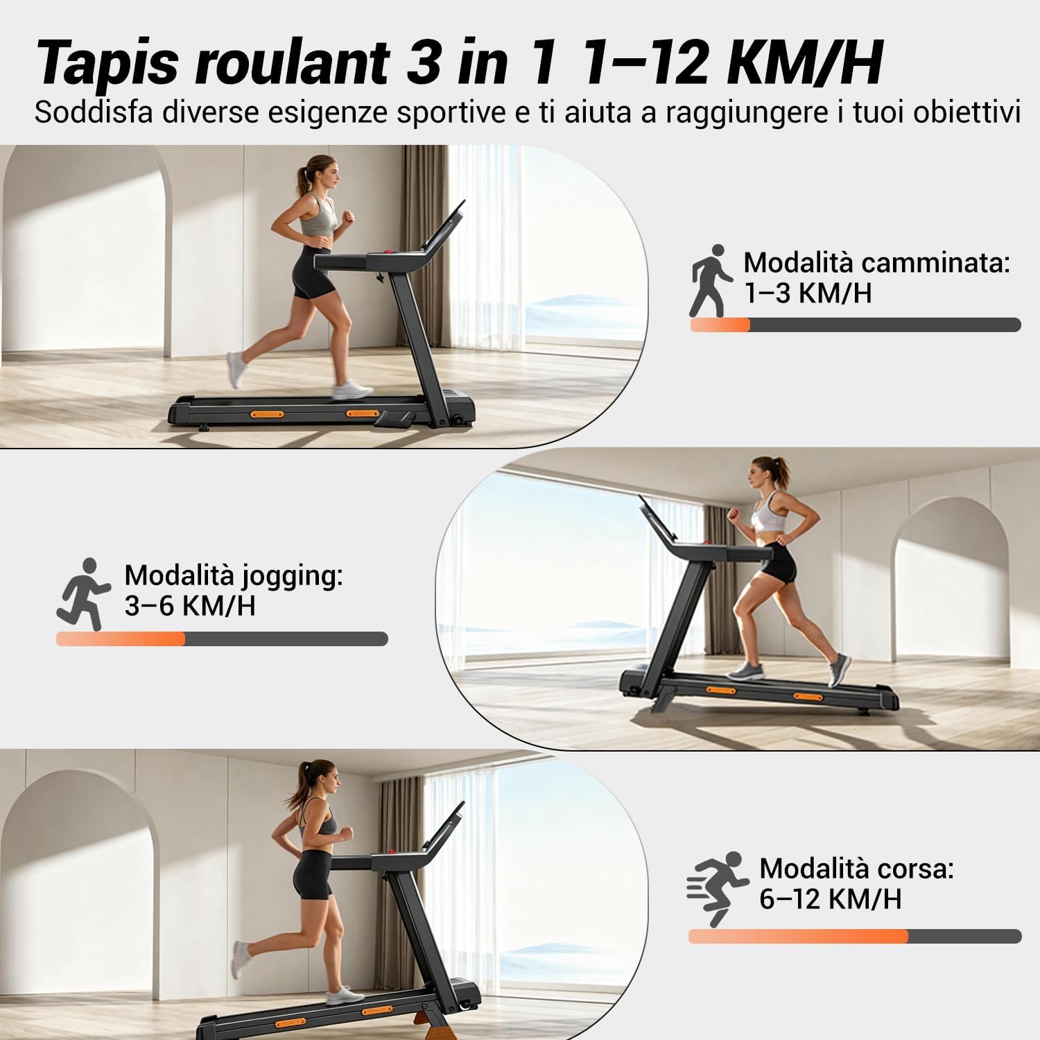 Thumbnail 1 de LONTEK LONTEK Salvaspazio con inclinazione 15% e motore 3.0 HP, tapis roulant pieghevole 12 km/h
