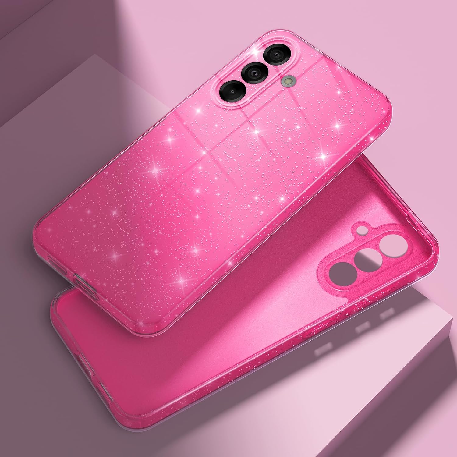 Detalle de Paitech Glitzer-Hülle für Samsung Galaxy S25 FE 5G – Dünne, weiche TPU Silikon Schutzhülle in Rosa