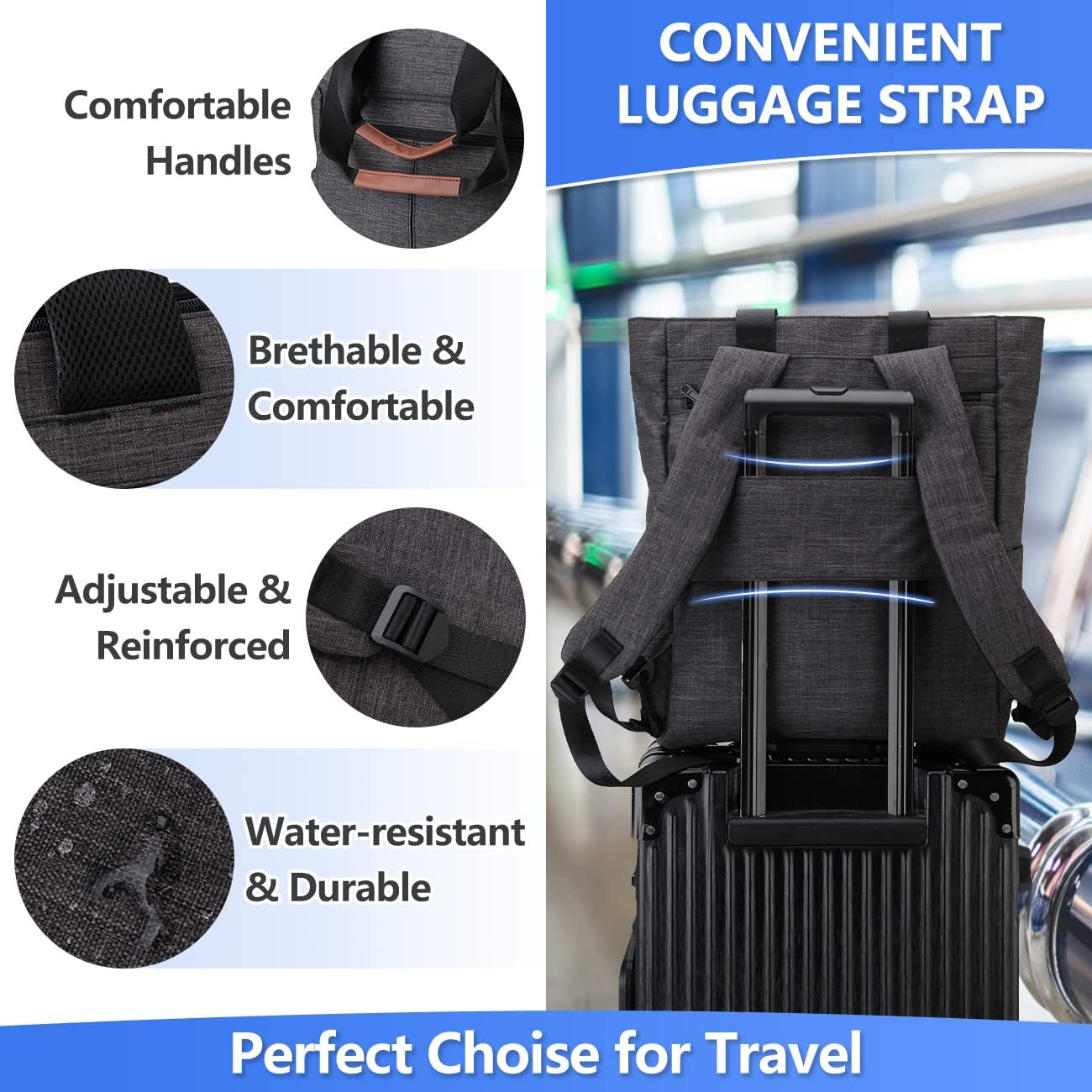 Detalle de VX VONXURY Laptop Backpack for Men: Water-Resistant 15.6-Inch Tote Convertible Bag