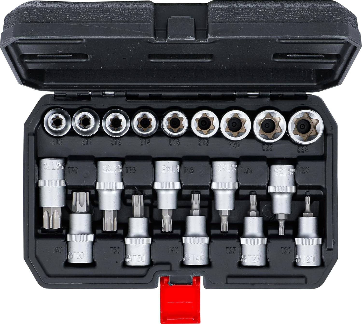 Detalle 2 de BGS DIY 95100 set bussole femmina con inserti Torx attacco quadro 12,5 mm (1/2”), 19 pezzi