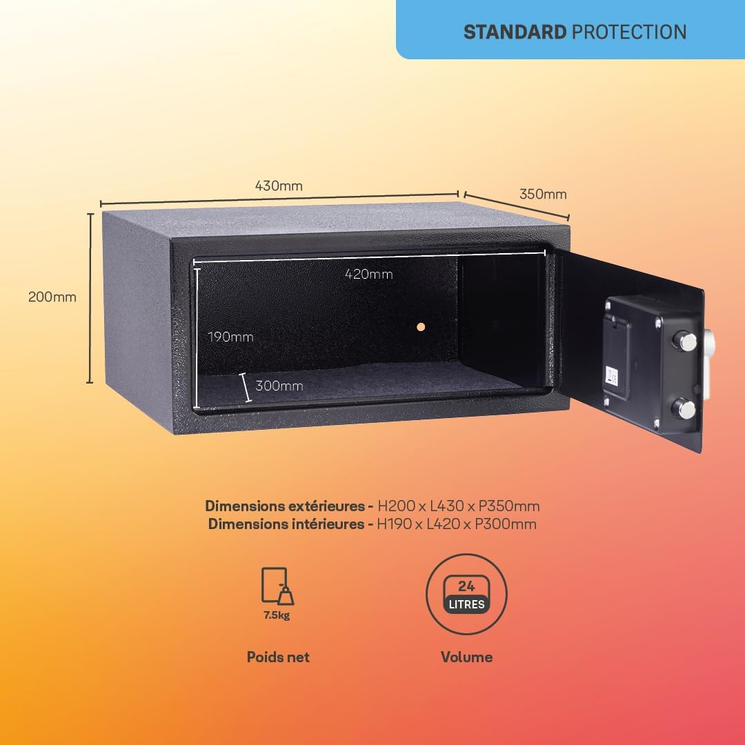 Thumbnail 4 de Yale YLV/200/DB2 Electronic Laptop Safe (24L) with PIN keypad + override key