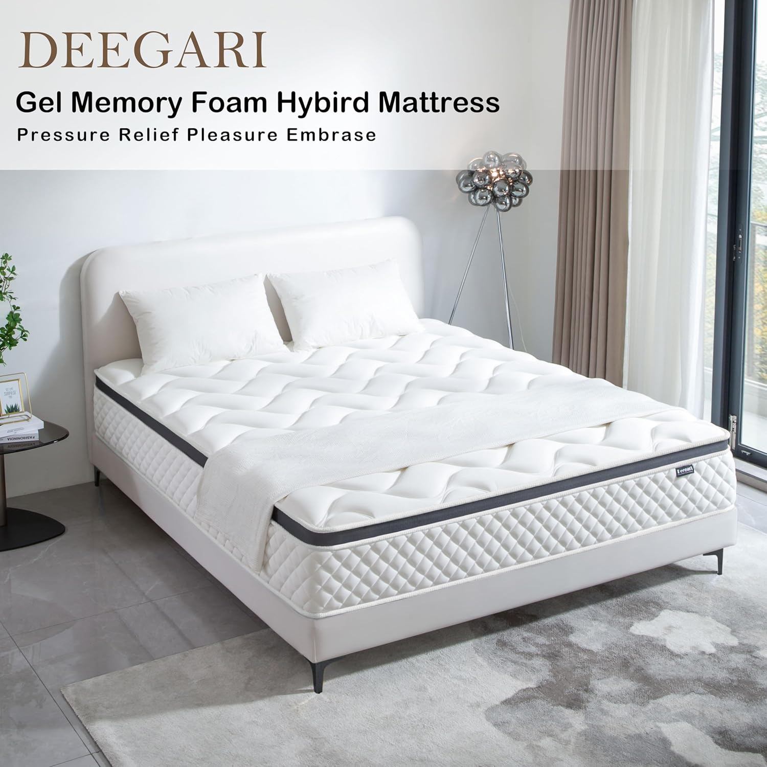 Thumbnail 2 de Deegari Double Mattress 4FT6, 10 Inch Pocket Sprung with Memory Foam – Medium Firm, 135x190x25cm