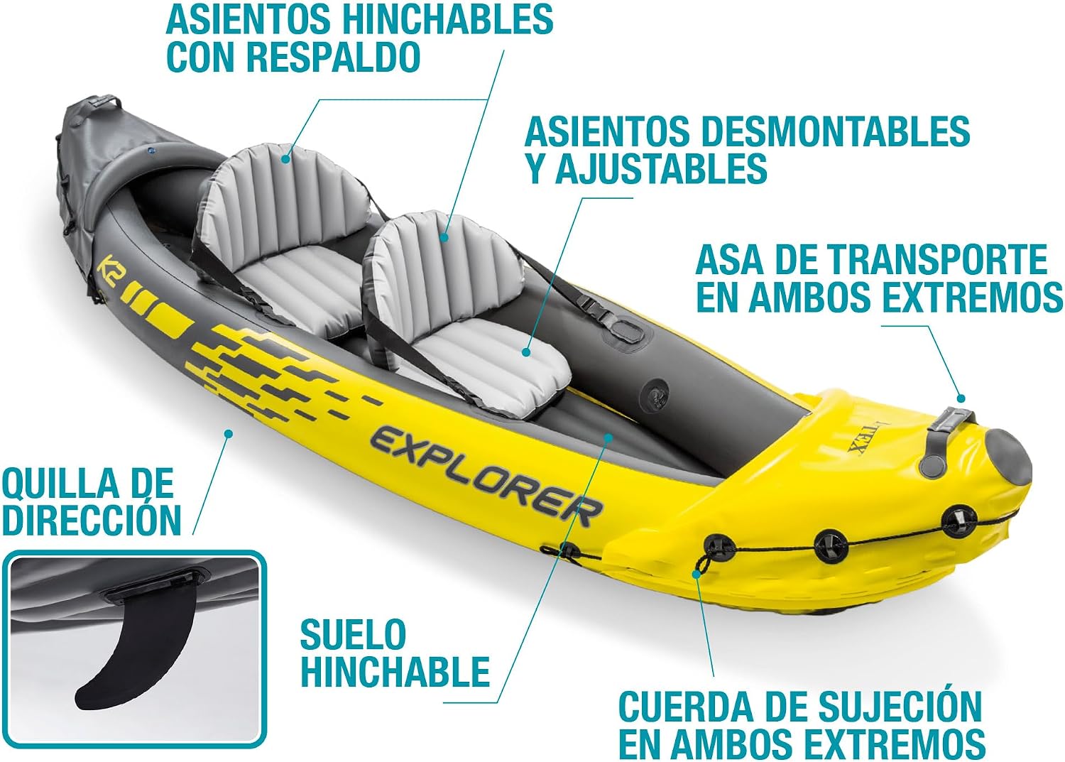Thumbnail 4 de Intex Kayak Hinchable Explorer K2 para 2 Personas 🚣
