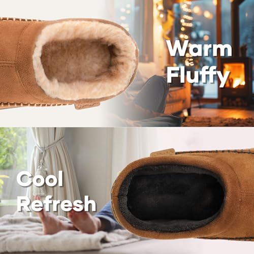 Thumbnail 3 de Zigzagger Men's Fuzzy Moccasin Slippers, Suede, Memory Foam, Coffee