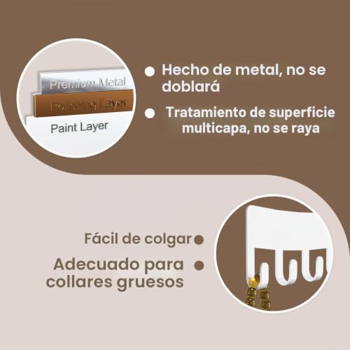 Detalle 2 de Josmimic: Organizador de joyas de pared (2 uds) – Soporte para collares, pulseras y pendientes en blanco