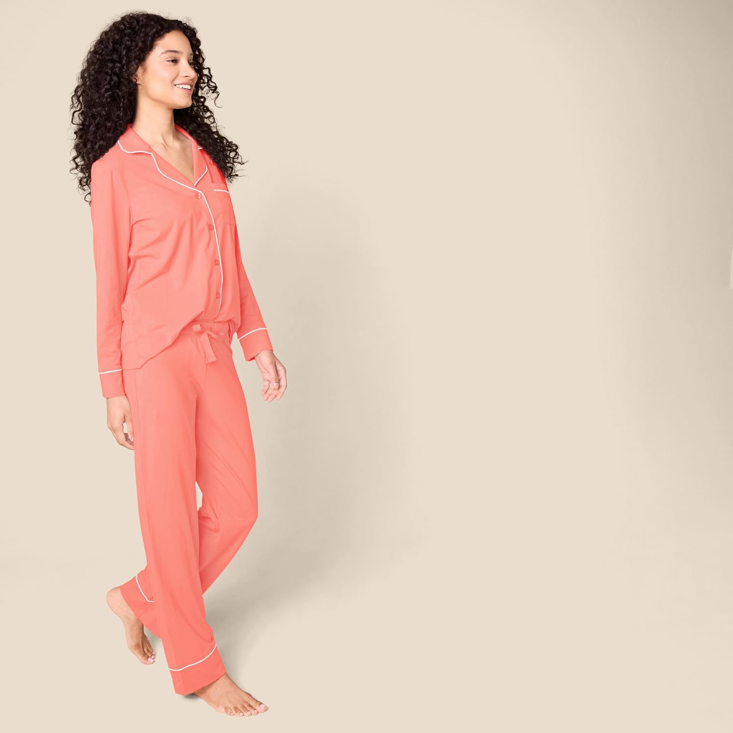 Thumbnail 1 de Amazon Essentials Damen-Schlafanzug-Set Baumwollmodal: langärmeliges Hemd & lange Hose