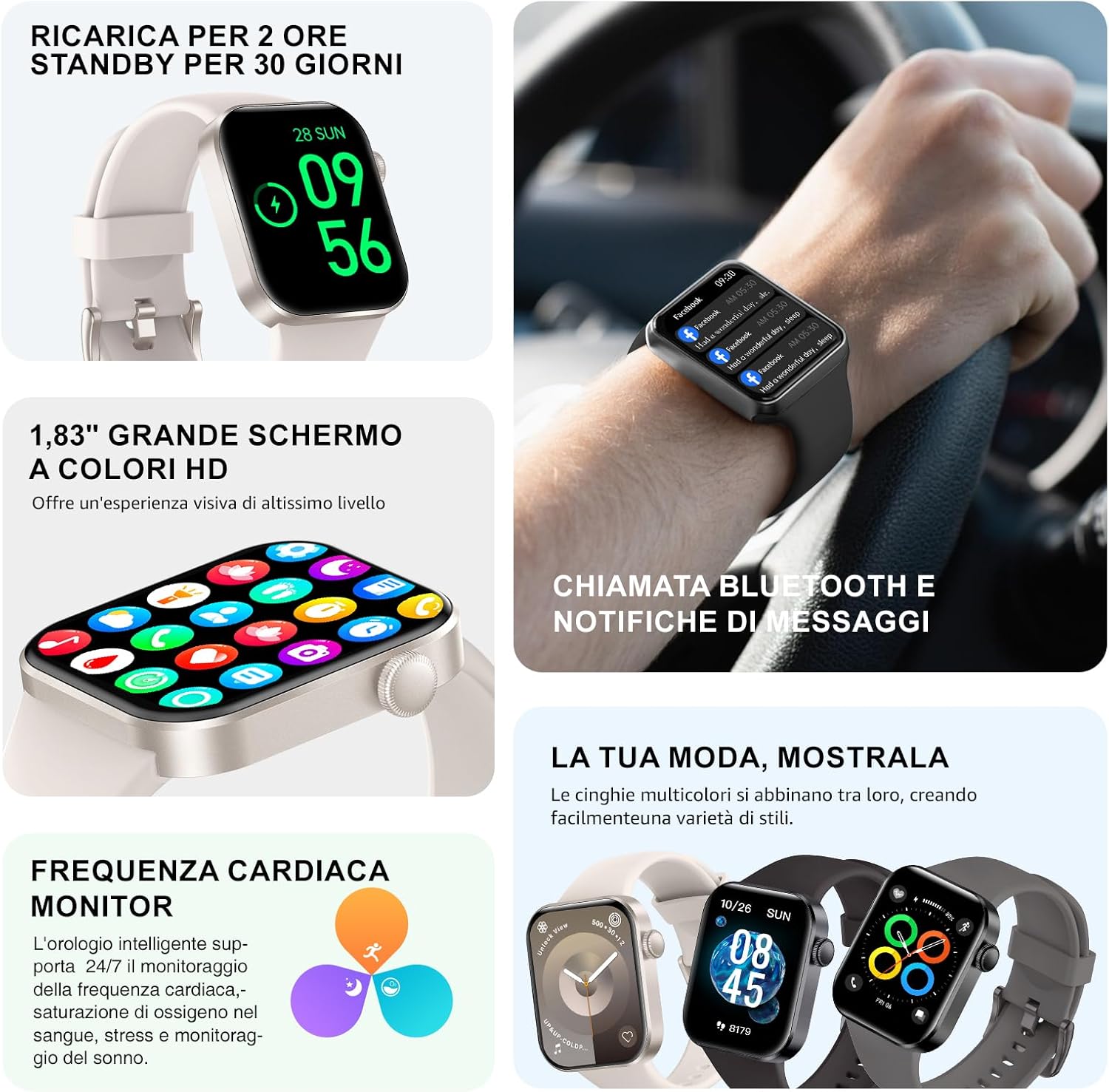 Thumbnail 3 de ASEEYIRJ Smartwatch P2: Orologio 1.85" con Chiamate, 140 Modalità Sport e GPS di base (IP68)