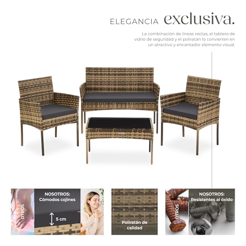 Thumbnail 2 de tectake Conjunto Jardín Ratán 4